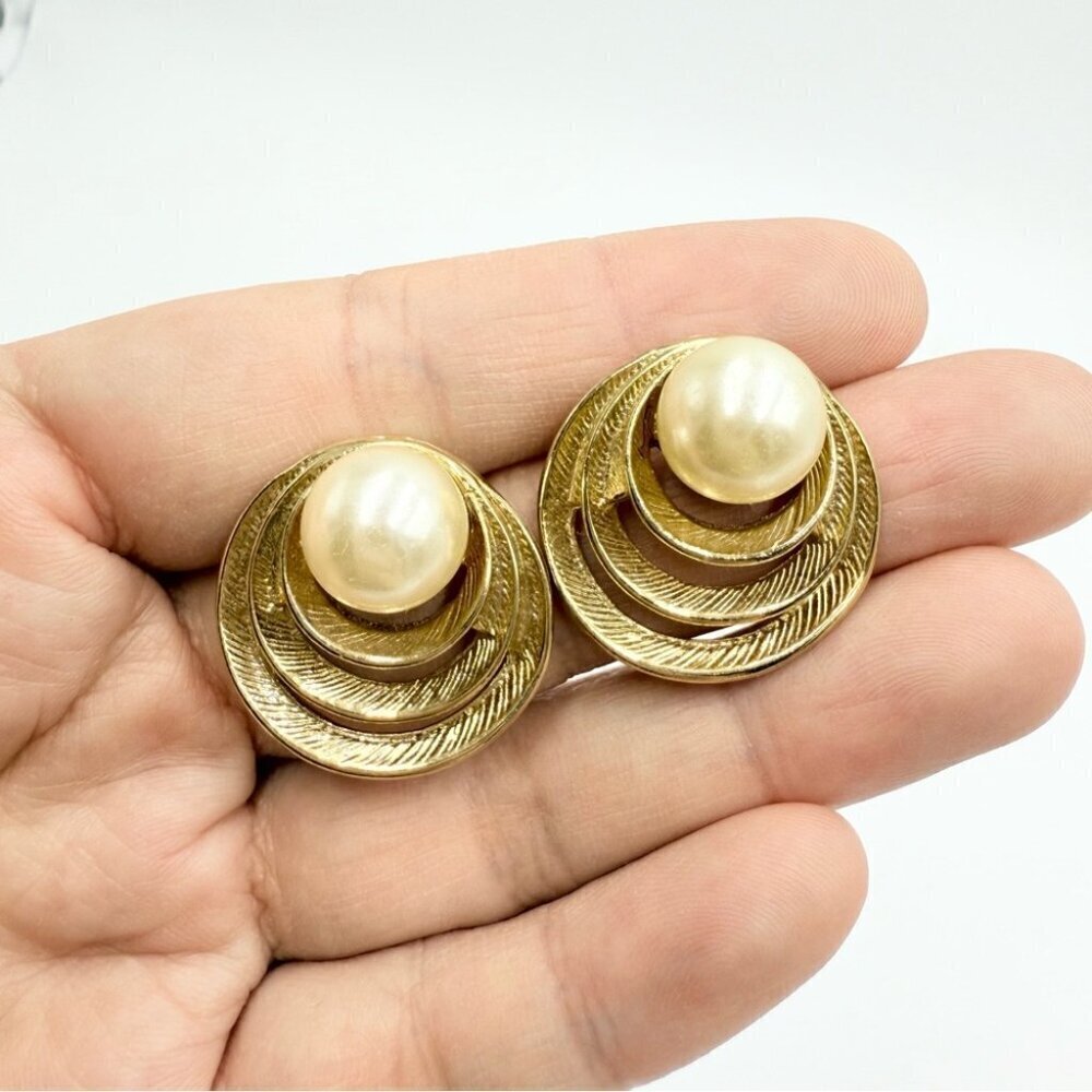 Vintage Gold Plated Faux Pearl Earrings